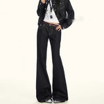 Deep Blue Low-rise Wide-leg Slightly Flared Jeans That Dont Cling To The Legs