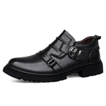 Mens Versatile Thick-Soled Genuine Leather Shoes Made From Full-Grain Cowhide