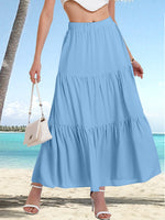 New Arrival High Waist A-Line Midi Skirt, Casual Drawstring Long Skirt
