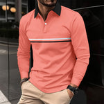 Button-down Long-sleeve Mens Sports Polo Shirt