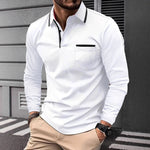Mens Business-Casual Long-Sleeve Polo Shirt