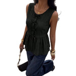 Womens Bow-Detailed Sleeveless Tank Top With A Defined Waist
