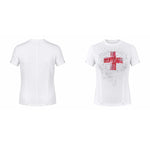 Distressed Slim-fit Round-neck Short-sleeve T-shirt With A Cross Print