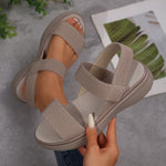 Platform Flat Peep-toe Elastic Strap Large-size Sandals For Women