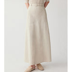 Womens Linen A-line Skirt With Defined Waist