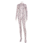 Womens Long-Sleeve Bodysuit With European And American Snake-Print Mesh And Floral Print