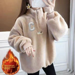 Womens Stylish Padded Loose-fitting Half-zip Jacket