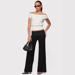 Casual Polka-dot Patchwork Fold-over Trousers