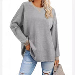 Women's Fashion Round-Neck Color-Block Long-Sleeve Sweatshirt