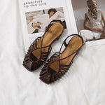 Summer New Flat-bottom Cross-strap Fashionable Soft-soled Closed-toe Shoes
