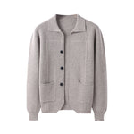 Pure Wool Knitted Cardigan With A Lapel And Buttons