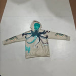 Digital-print Octopus-patterned Fleece-lined Hooded Sweatshirt
