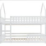Bunk Bed, Twin Sleeper Bed With Ladder, Solid Wood Frame 3FT Single Bed, Gaming Bed, Castle-shaped Bed 90 X 190 Cm Children's Bed Room Furniture, Wooden Bed Frame For Kids Children White