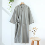 Spring And Autumn Mens Long Kimono-style Nightgown