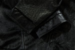 Men's Split Splicing Solid Color Loose Standing Collar Leather Jacket