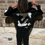 Printed Loose-fit Gothic Streetwear Brand Patchwork Sports Hoodie