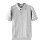 Mens Light-Luxury Rib-Knit Polo Shirt