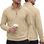 Mens Half-Zip Stand-Neck Long-Sleeve Top Plus-Size Casual Sweatshirt