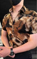 Men's Fashion Tiger Stripes Print Shirt
