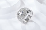 S925 Sterling Silver Wide Band Moissanite Ring, 1&2&3&5ct D-VVS1 Octagon Pave Setting, US Sizes 5-9, GRA Certified Jewelry Gift Box