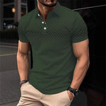 Mens Minimalist Casual Button-down Plaid-print Polo Shirt