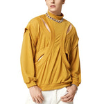 Mens Long-Sleeve T-Shirt With Drop Shoulder And Stand-Up Collar Sweater