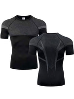 Men Mesh Back Compression T Shirt Short Sleeve Quick Dry Breathable Gym Workout Tops Athletic Running Fitness Undershirt Stretch Sports Base Layer Tee