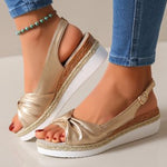 Plus-size Jute-strap Bow Sandals