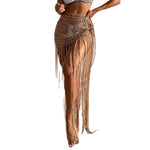 Beach Cover-up Skirt Hand-crocheted Long-tassel Midi Skirt