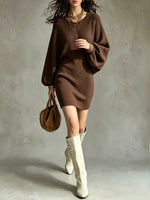 Round-neck Loose-fit Pullover Sweater Dress