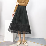 Double-sided Lace-panelled Pleated Skirt