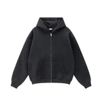 Womens Casual Solid-Color Hooded Zip-Up Sweatshirt Coat
