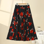 Elastic High-waisted Midi Skirt For Women