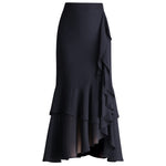 Womens Irregular Ruffled Chiffon Skirt