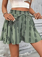 Printed Wide-leg Lace-up Shorts Chic And Elegant Resort Beach Culottes