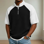 Mens Color-Block Printed Waffle-Weave Casual Top