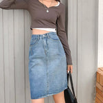 Womens Casual Denim Simple Skirt
