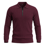 Mens Long-Sleeve Zip-Up Stand-Collar Polo Shirt