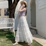 New Womens Tiered Ruffled Panel Midi Skirt