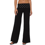 Casual Polka-dot Patchwork Fold-over Trousers