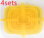 The 6-piece set of multi-functional silicone lid can be stretched to seal the fruit and vegetable lid