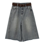Retro Distressed Raw-edge Wide-leg Jeans