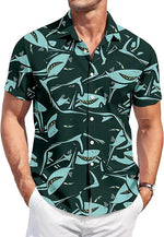 Lapel Top With Digital-print Abstract-style Shirt