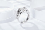 S925 Sterling Silver 1&2ct Moissanite Ring, D-VVS1 Geometric Double-Band Design, Platinum Plated, US Sizes 5-9, GRA Certificate Gift Box