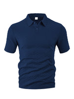 Mens Summer Solid-Color Waffle-Weave Short-Sleeve Shirt