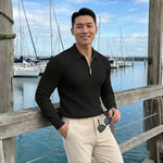 Mens Fashionable Casual Knitted Half-Zip Sweater
