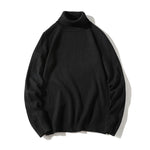 New Solid Black Knitted Mens Fleece-lined Base Layer