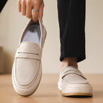 2026 British Retro Round Toe Casual Suede Loafers Slip-on Fisherman Skate Shoes
