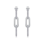 S925 Sterling Silver Chunky Chain Drop Earrings, D-VVS1 Moissanite Pave, Platinum Plated 9.2g Women's Jewelry Gift Box