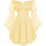 Off-shoulder Slim-fit Lace-up New Chiffon Long-sleeve Dress